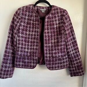 Ann Taylor Purple Checkered Plaid Women's Blazer Sz 8P Gorgeous!